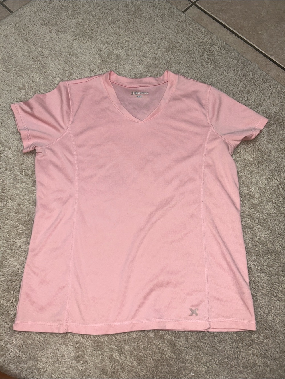Xersion Pink Short Sleeve V-Neck Tee